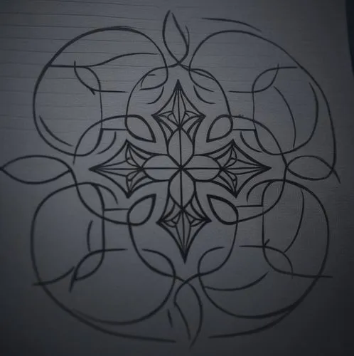 a drawing on paper with circles and leaves,mandala flower drawing,knotwork,mandala flower,flower of life,mandala drawing,flower line art,Unique,Design,Logo Design