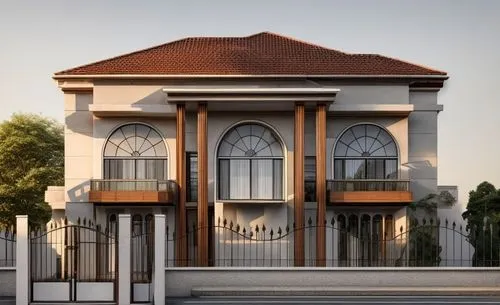 classical architecture,art nouveau design,architectural style,build by mirza golam pir,two story house,model house,house with caryatids,luxury real estate,3d rendering,gold stucco frame,frame house,art nouveau,jewelry（architecture）,luxury home,house front,exterior decoration,wooden facade,luxury property,residential house,house facade,Architecture,Villa Residence,Modern,None