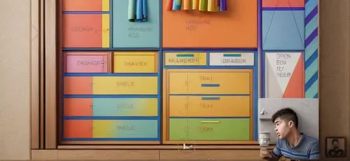 crayon frame,stack book binder,colourful pencils,pencil frame,room divider,bookcase,kanban,page dividers,organization,storage cabinet,color wall,tear-off calendar,paper frame,post-it notes,rainbow pen