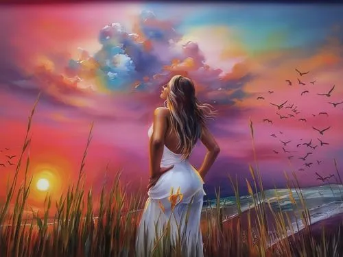 fantasy art,fantasy picture,art painting,boho art,world digital painting,oil painting on canvas,creative background,colorful background,photo painting,landscape background,mystical portrait of a girl,