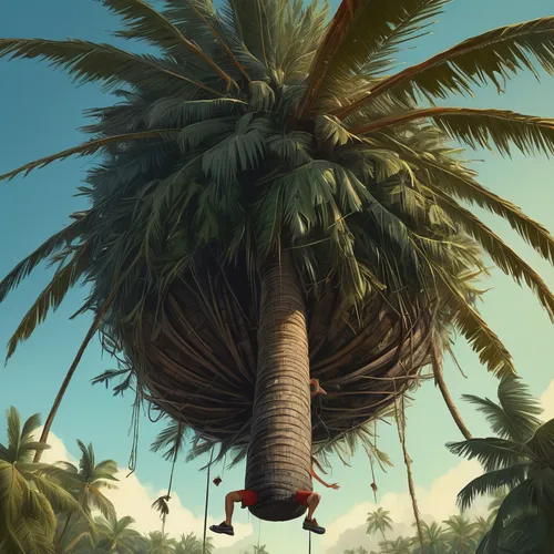 coconut tree,palm tree,palmtree,giant palm tree,coconut palm tree,cartoon palm,coconut trees,coconut palm,palm,wine palm,palm forest,palmtrees,palms,fan palm,island suspended,perched toucan,artocarpus,cycad,palm trees,palm squirrel,Illustration,Realistic Fantasy,Realistic Fantasy 28