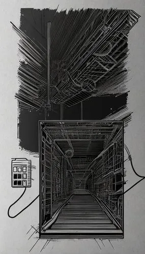 estilo industrial, fondo negro, papel,frame drawing,wireframe,electrical wiring,the server room,electrical planning,wiring,wires,camera illustration,camera drawing,charcoal nest,ventilation grid,circu