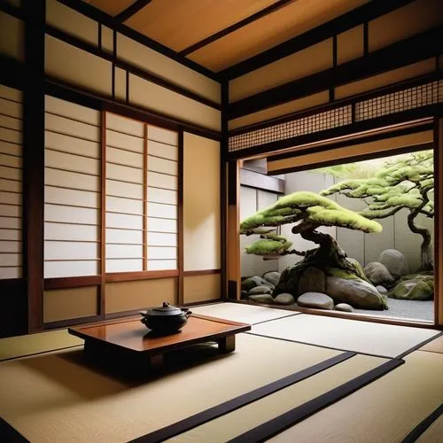 japanese-style room,ryokan,tatami,ryokans,tea ceremony,chanoyu,japanese zen garden,japanese art,dojo,shoin,zen garden,japanese background,heian,japanese style,teahouses,teahouse,japanese garden ornament,shintoism,japanese shrine,onsen,Illustration,Realistic Fantasy,Realistic Fantasy 29