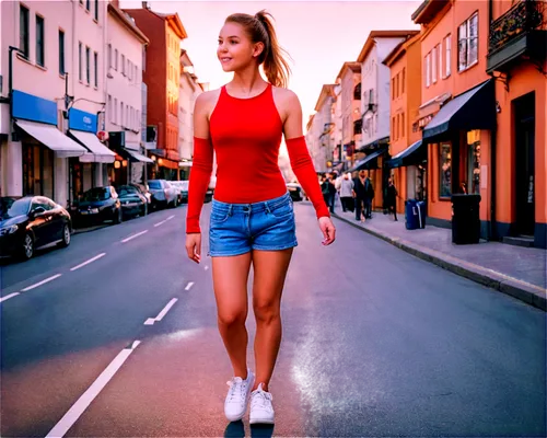 girl walking away,woman walking,girl in t-shirt,female runner,girl in a long,pedestrian,on the street,retro girl,photoshop manipulation,walking,retro woman,red skirt,a pedestrian,girl in red dress,fashion street,woman's legs,city ​​portrait,female model,street life,women fashion,Photography,Artistic Photography,Artistic Photography 01