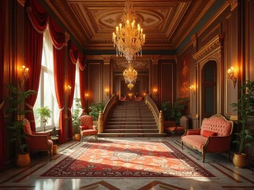 royal interior,entrance hall,ritzau,ornate room,hallway,victorian room,cochere,baccarat,enfilade,corridor,foyer,cliveden,residenz,europe palace,villa cortine palace,ballroom,neoclassical,chateau margaux,villa d'este,anteroom,Photography,General,Realistic