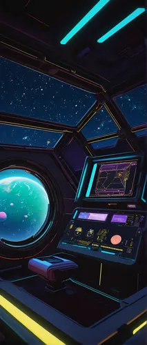 ufo interior,spaceship space,research station,spaceship,aurora colors,euclid,planetarium,futuristic landscape,sci fi surgery room,space port,out space,deep space,space voyage,space,gas planet,cockpit,exploration,federation,alien world,space ships,Illustration,Retro,Retro 05