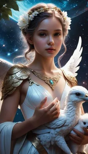 fantasy picture,ostara,archangels,inanna,dove of peace,mythographers,Conceptual Art,Fantasy,Fantasy 11