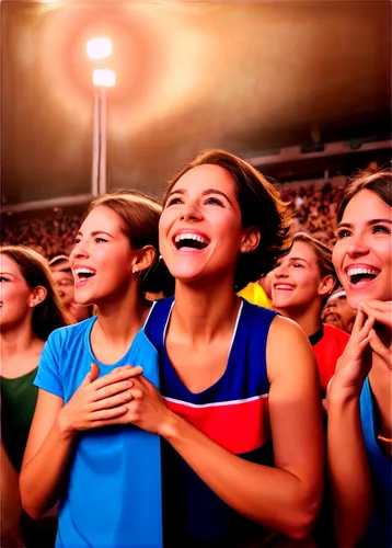 Excited crowd, cheering sounds, loud applause, shouting, whistling, hands clapping, vibrant atmosphere, dynamic composition, low-angle shot, warm lighting, shallow depth of field, energetic mood, stad