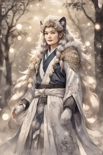 diaochan,kuanyin,zhui,xufeng,yuhuan,jianyin,yuanji,suit of the snow maiden,white rose snow queen,xuanwei,the snow queen,yunxia,yushenkov,hanxiong,qingyi,xuanxu,shennong,hanfu,rongfeng,xiaojian,Digital Art,Ink Drawing