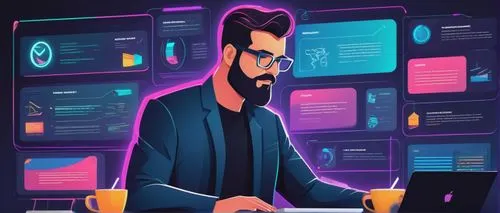 vector illustration,cybertrader,night administrator,man with a computer,neon human resources,blur office background,background vector,computer business,vector art,cybercash,delegator,computerologist,cybercriminals,vector graphic,cybermedia,deskpro,freelancer,genocyber,blockchain management,inntrepreneur,Conceptual Art,Sci-Fi,Sci-Fi 06