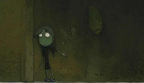 my imaginary friend Lisa,pea soup,plankton,creepy doorway,creeper,tall tales,in the door,bacteriophage,dill,phage,animated cartoon,submarine,pickles,nettle family,slender,residents,anthropomorphized,g