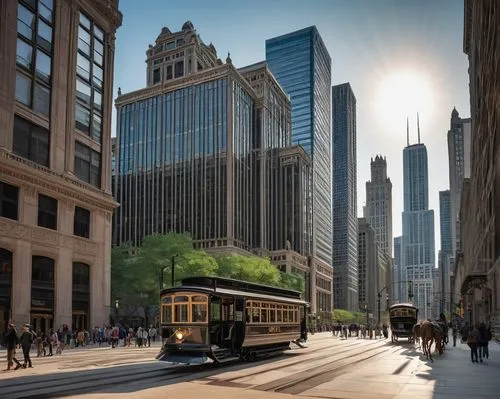 chicago,streeterville,streetcars,chicagoan,detriot,financial district,chicagoland,chicago skyline,street car,willis tower,motorcity,holabird,halsted,foshay,city scape,urban development,tramcars,citywide,cta,business district,Conceptual Art,Sci-Fi,Sci-Fi 07