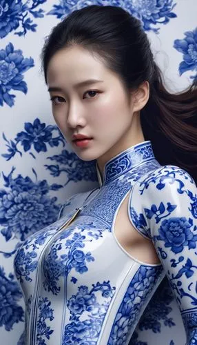 blue and white china,oriental painting,hanbok,chinese art,oriental princess,blue and white porcelain,oriental girl,mulan,chinese background,inner mongolian beauty,xuan lian,rou jia mo,ao dai,kimono fabric,white and blue china,shuanghuan noble,junshan yinzhen,xiangwei,oriental longhair,xing yi quan,Photography,General,Commercial