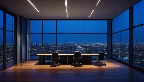 boardroom,penthouses,modern office,conference table,conference room,sky apartment,board room,glass wall,minotti,great room,meeting room,black table,skyloft,offices,blue hour,skyscapers,the observation deck,blue room,observation deck,study room,Illustration,Paper based,Paper Based 23