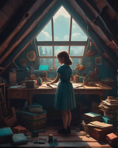 girl studying,the little girl's room,little girl reading,bookworm,study,study room,child with a book,books,book store,attic,bookstore,sci fiction illustration,classroom,book wall,bookshop,reading,fairytales,child's diary,scholar,the books,Conceptual Art,Sci-Fi,Sci-Fi 11