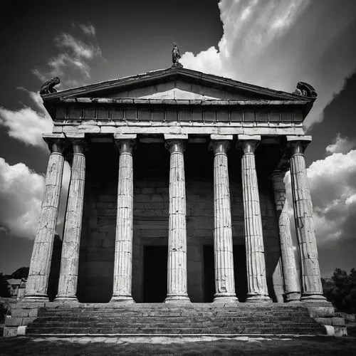 greek temple,glyptothek,the parthenon,temple of diana,parthenon,roman temple,erechtheion,pantheon,propylaea,zappeion,palladian,capitolium,doric columns,temple of hercules,neoclassical,palladio,neoclassic,neoclassicism,pergamon,roman forum,Illustration,Retro,Retro 19