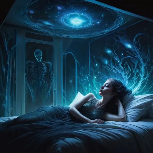 sci fiction illustration,fantasy picture,insomnia,nocturnals,magic book,insomniacs,dream art,dreamtime,blue pillow,blue room,fantasy art,book wallpaper,precognition,dreamscapes,nocte,nightstalkers,insomniac,sogni,nocturna,mediumship,Conceptual Art,Fantasy,Fantasy 17