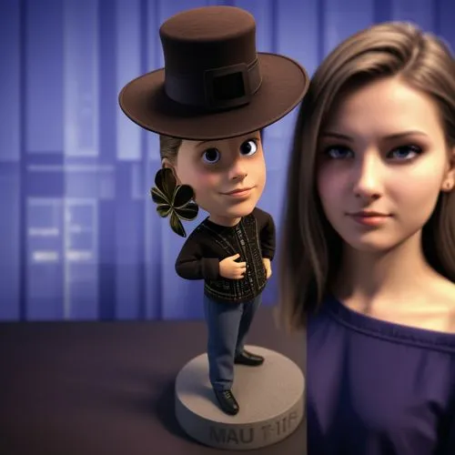 man and girl evening wear,top hat,3d figure,3d model,3d render,bowler hat,3d rendered,cinema 4d,fedora,digital compositing,black hat,3d modeling,custom portrait,3d man,stovepipe hat,stetson,girl weari