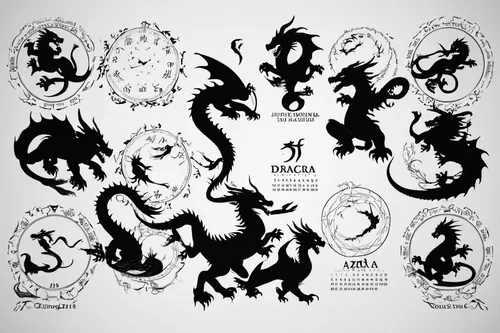 dragons,wyrm,black dragon,dragon design,draconic,nine-tailed,dragon,heraldic animal,heraldry,signs of the zodiac,the seven deadly sins,zodiac sign,zodiac,heraldic,zodiac signs,dragon slayers,zodiacal signs,mythical creatures,dragon of earth,fairy tale icons,Illustration,Black and White,Black and White 33