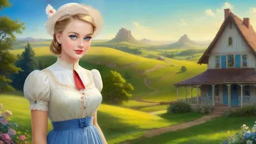 housemaid,fairy tale character,dorthy,housekeeper,countrywoman,pinafore