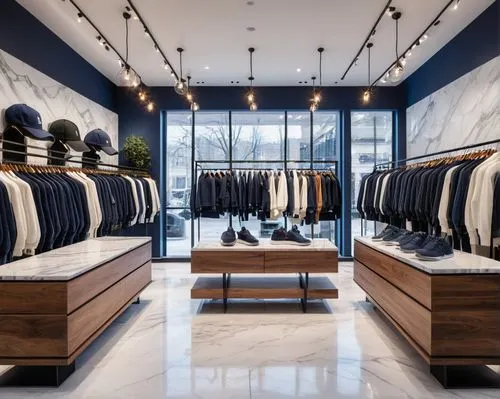 walk-in closet,men's wear,boutique,navy blue,ovitt store,paris shops,women's closet,men clothes,store front,navy,menswear for women,wardrobe,retail,bond stores,display window,store window,showroom,storefront,shop fittings,navy suit,Photography,General,Natural