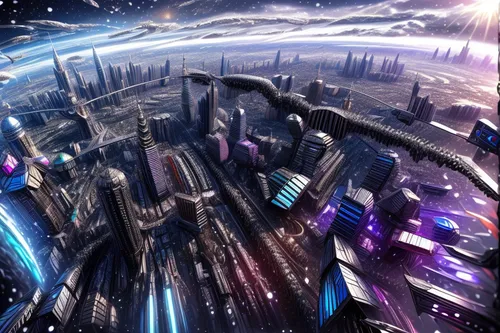 futuristic landscape,sci fiction illustration,skycraper,metropolis,scifi,sky city,fantasy city,cg artwork,sky space concept,city cities,sci fi,sci-fi,sci - fi,superhero background,federation,cityscape,skyflower,city skyline,black city,world digital painting