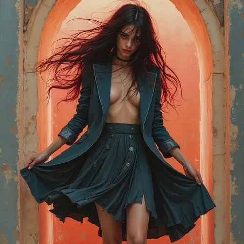 loreen,blue door,gothic woman,bewitching,vinoodh,gothic portrait,Photography,Fashion Photography,Fashion Photography 03