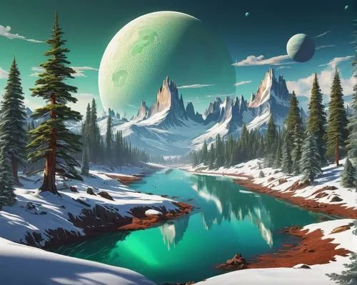 ice planet,lunar landscape,fantasy landscape,landscape background,elves country,fantasy picture,Conceptual Art,Sci-Fi,Sci-Fi 20