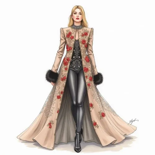 imperial coat,fashion sketch,long coat,fashion vector,noblewoman,countess