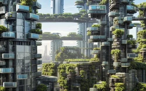 green futuristic city,futuristic architecture,futuristic landscape,eco-construction,urban towers,terraforming,urban design,urbanization,urban development,mixed-use,smart city,apartment blocks,sky apar