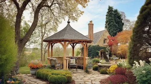 grass in garden
,a wooden gazebo with a walkway beside it,landscape designers sydney,cottage garden,landscape design sydney,garden design sydney,garden decor,autumn idyll,Photography,General,Natural