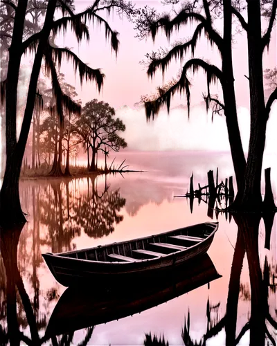 boat landscape,reelfoot,forest lake,canoeing,row boat,okefenokee,backwaters,atchafalaya,alligator lake,calm water,canoes,tranquility,calm waters,canoed,rowboats,evening lake,canoer,paddle boat,canoe,wooden boat,Illustration,Black and White,Black and White 11