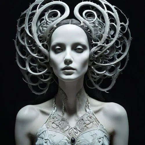 vespertine,medusa,amidala,dryad,gorgon,medusa gorgon,jingna,voodoo woman,enchantress,headpiece,headdress,vodun,priestess,white lady,biomechanical,aronofsky,promethea,amphitrite,adornment,the enchantress,Photography,Fashion Photography,Fashion Photography 08