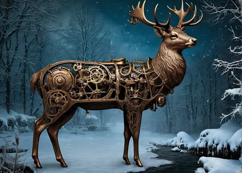 Winter Wallpaper With Deer Download wallpaper david h bollman Deer Winter snow free,winter deer,sleigh with reindeer,christmas deer,deer illustration,european deer,reindeer from santa claus,raindeer,p