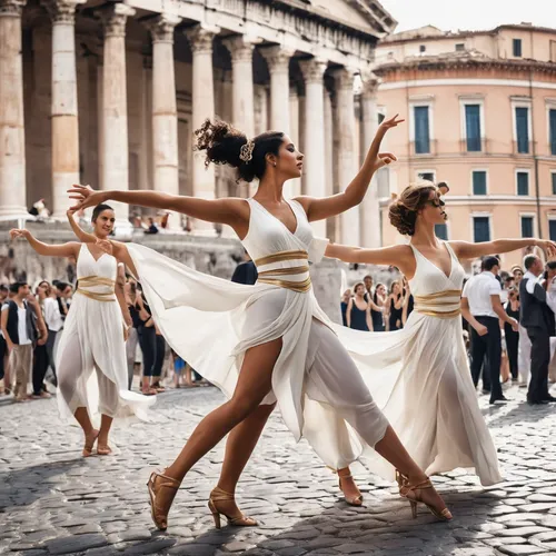 september in rome,dancers,ballerinas,rome,apollo and the muses,vittoriano,eternal city,latin dance,neoclassic,hellas,roma,dance with canvases,navona,dance,ancient parade,classical antiquity,ancient rome,spanish steps,hispania rome,piazza di spagna,Conceptual Art,Fantasy,Fantasy 23