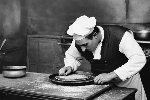 Set a comical tone: narrate the misadventures of a clumsy chef trying to flip a pancake onto a baking pan.,stan laurel,cookery,aligot,cheesemaking,yoghurt production,dwarf cookin,enrico caruso,men che