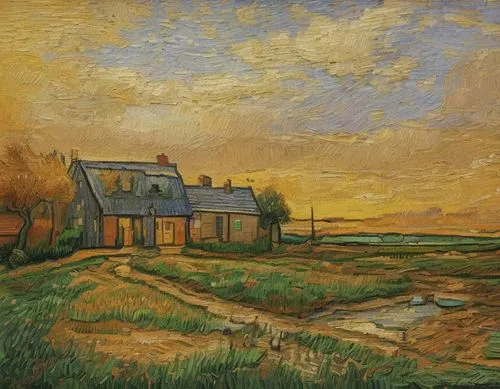 Painting in the style of Vincent van Gogh in 1881,vincent van gough,rheaume,guillaumin,ausley,vlaminck,sisley,vincent,bruyette,carpentier,mignault,blondeau,home landscape,gogh,panait,lathrop,girouard,