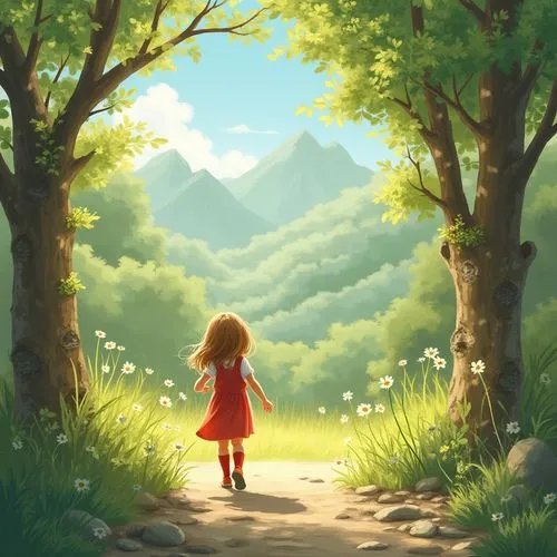 children's background,forest walk,walking in a spring,forest path,forest background,ghibli