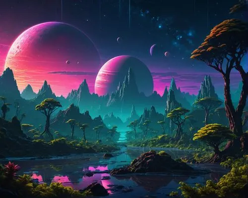 alien planet,alien world,futuristic landscape,fantasy landscape,mushroom landscape,purple landscape,Conceptual Art,Sci-Fi,Sci-Fi 12