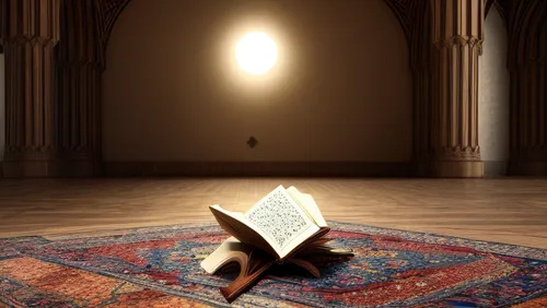 quran,prayer book,islamic lamps,ramadan background,prayer rug,parchment,koran,magic book,hymn book,visual effect lighting,allah,islamic architectural,house of allah,3d rendering,the pillar of light,mosques,islamic pattern,miracle lamp,open book,3d render,Realistic,Fashion,Artistic Elegance