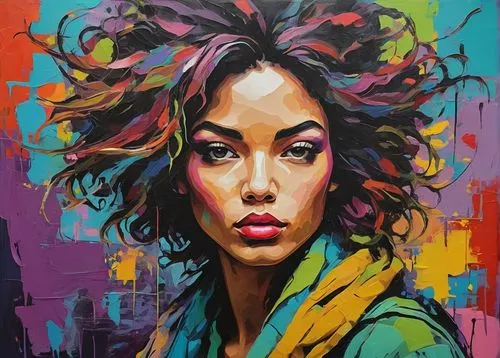 graffiti art,street artist,art painting,oil painting on canvas,cool pop art,streetart,street artists,city ​​portrait,young woman,pop art style,girl portrait,italian painter,boho art,painting technique,graffiti,woman thinking,colorful background,pop art colors,portrait of a girl,woman portrait,Conceptual Art,Graffiti Art,Graffiti Art 01