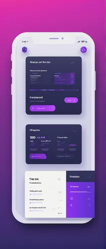 Design a futuristic UI for a mobile app using Adobe XD,landing page,dribbble,web mockup,flat design,woocommerce,dribbble icon,payments online,purple background,website design,connectcompetition,mobile