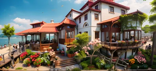 seaside resort,house by the water,stilt houses,holiday villa,resort town,popeye village,beach resort,resort,wooden houses,hanging houses,tropical house,hua hin,stilt house,house of the sea,holiday com