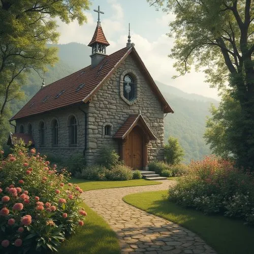 wooden church,little church,church painting,forest chapel,country cottage,wayside chapel,pastoral,church faith,summer cottage,little house,home landscape,cottage,beautiful home,chapelle,sunken church,house of prayer,3d rendering,chapels,church,sanctuary,Photography,General,Realistic