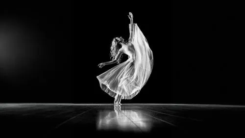 a woman in white dress dancing on a floor,danseuse,momix,silhouette dancer,dance silhouette,dancer,pointes