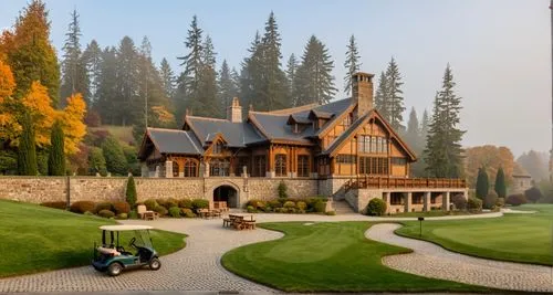 A golf course,an artist's impression depicts the exterior of a home with a golf cart, and a green lawn and stone pathway through it,golf lawn,golf hotel,golf resort,indian canyons golf resort,golf lan