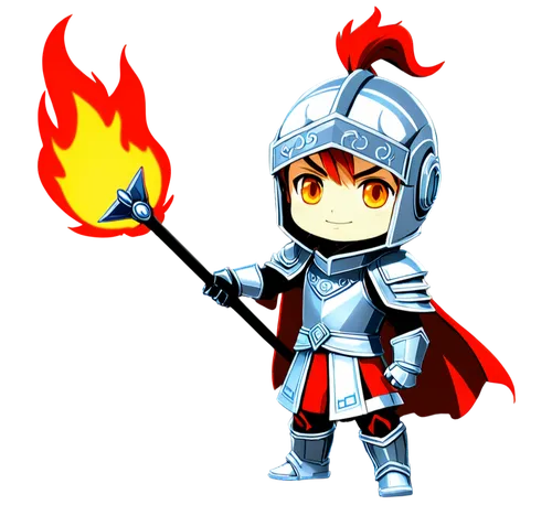 dante from dante's inferno the videogame but a cue chibi version of that knight in the style of avatar the last airbender he has a bucket shaped knight helmet and big cute eyes you can see through it
