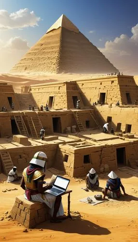 mastabas,mastaba,giza,the great pyramid of giza,ziggurats,khufu,Illustration,Realistic Fantasy,Realistic Fantasy 06