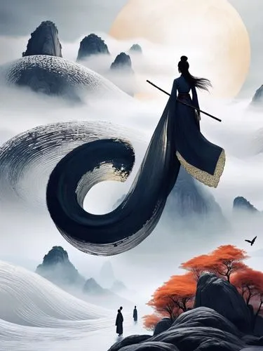 samudra,simorgh,kongfu,mulan,wudang,qimin,Illustration,Realistic Fantasy,Realistic Fantasy 01