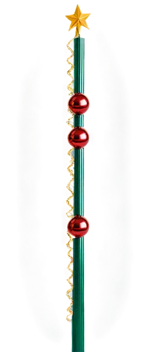 Festivus pole, Christmas theme, decorated with balls, golden star on top, shiny garland, red and green stripes, standing upright, metallic base, urban setting, low-angle shot, dramatic lighting, high 